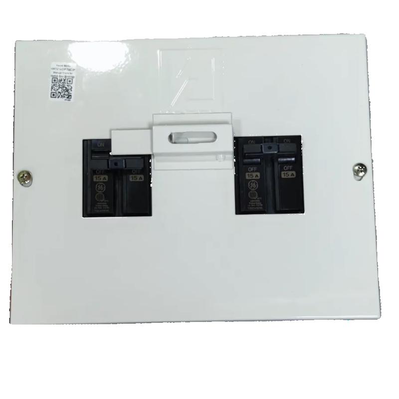 ABB or GE MTS 15A 2 Pole Single Phase Manual Transfer Switch Double Pole Double Throw GE Breaker TQC with Koten Metal Enclosure
