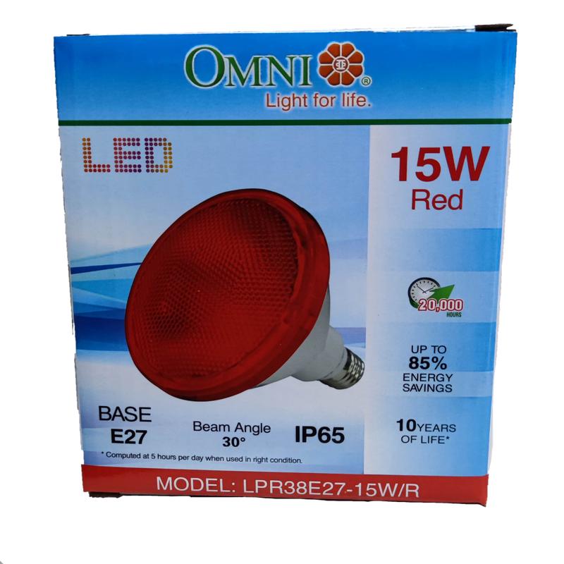 Omni 15W PAR 38 E27 220V AC Red LPR38E27-15W/R, LED PAR 38 15W E27 220V Red
