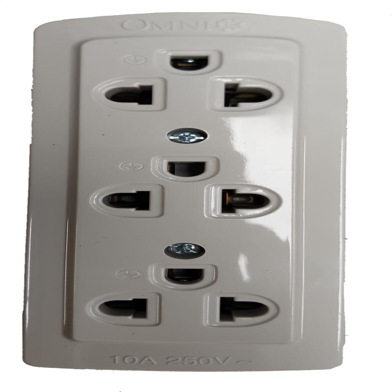 Omni Extension Universal Outlet with Ground 3 Gang, Surface Type Outlet with Ground 3 Gang Universal Outlet with Ground