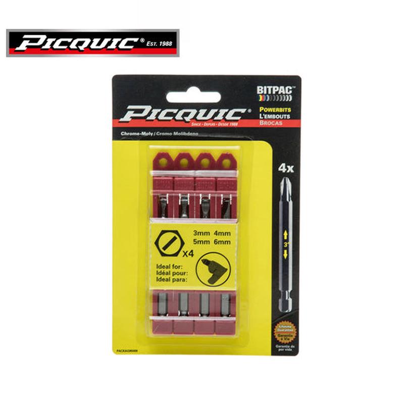 PICQUIC - Bitpac 95009 - Metric Slotted Set - 3, 4, 5, 6 mm