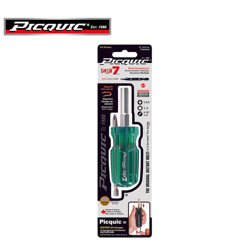PICQUIC - Dash 7 - Multi Bit Screwdriver - P 1,2,3, / R1,2 / S 3/16\", 1/4\" (1/4\" hex bits)