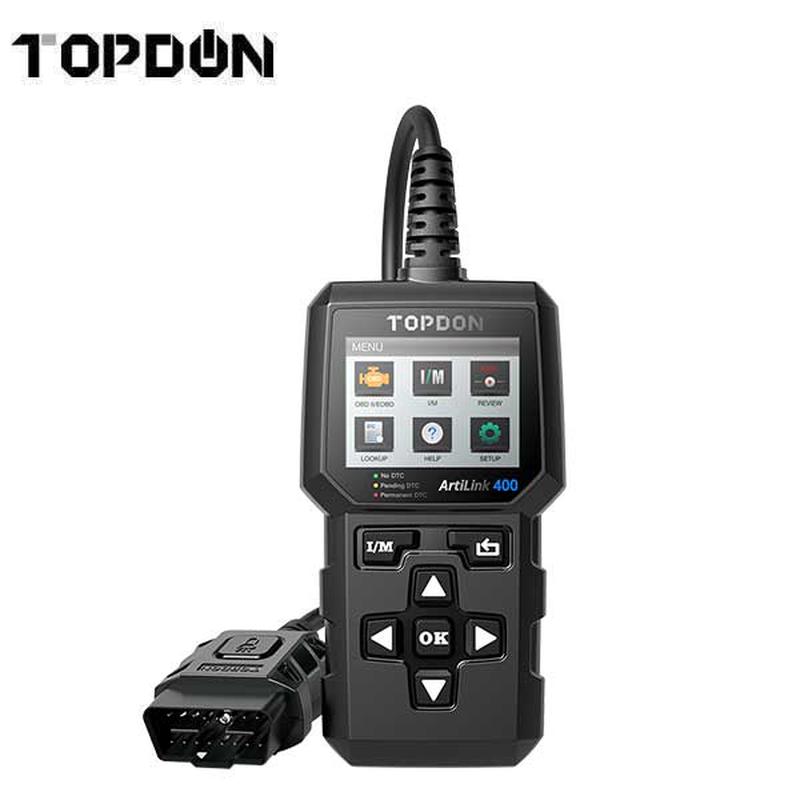 TOPDON - Artilink 400 - OBDII Diagnostic Scan Tool - O2 Sensor - 18V - 2.4\" Color Display - DTC Library Lookup - Live Data Monitoring