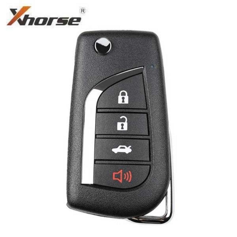 Xhorse - Toyota Style / 4-Button Universal Remote Flip Key for VVDI Key Tools (Wired) Replacement for XKTO10EN